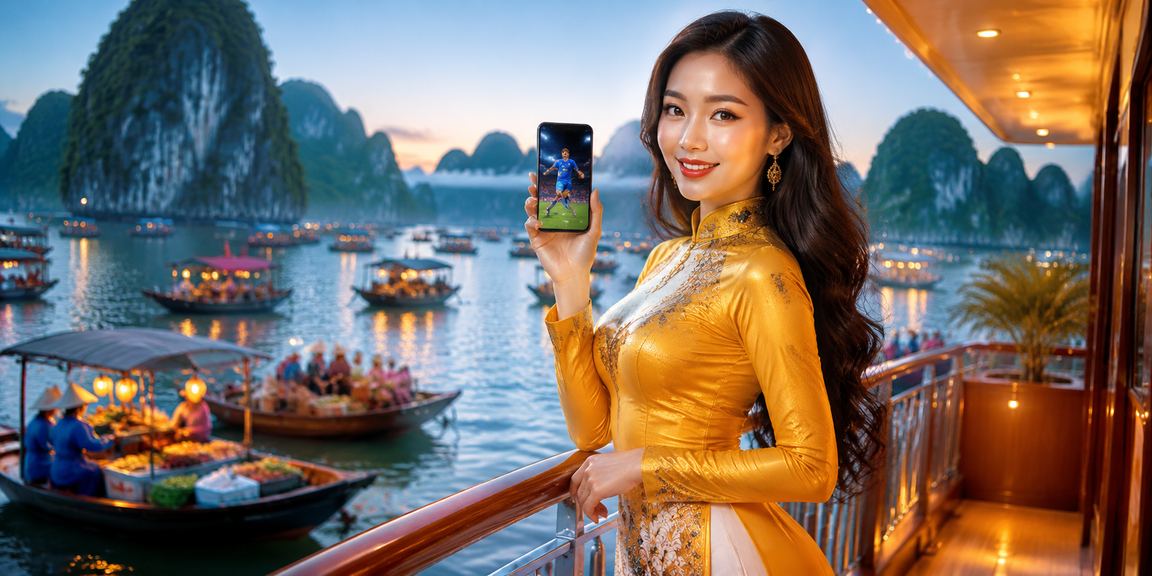 Người chơi cá cược thể thao tàu du lịch Hạ Long trong trang phục áo dài Người chơi cá cược thể thao tàu du lịch Hạ Long trong trang phục áo dài